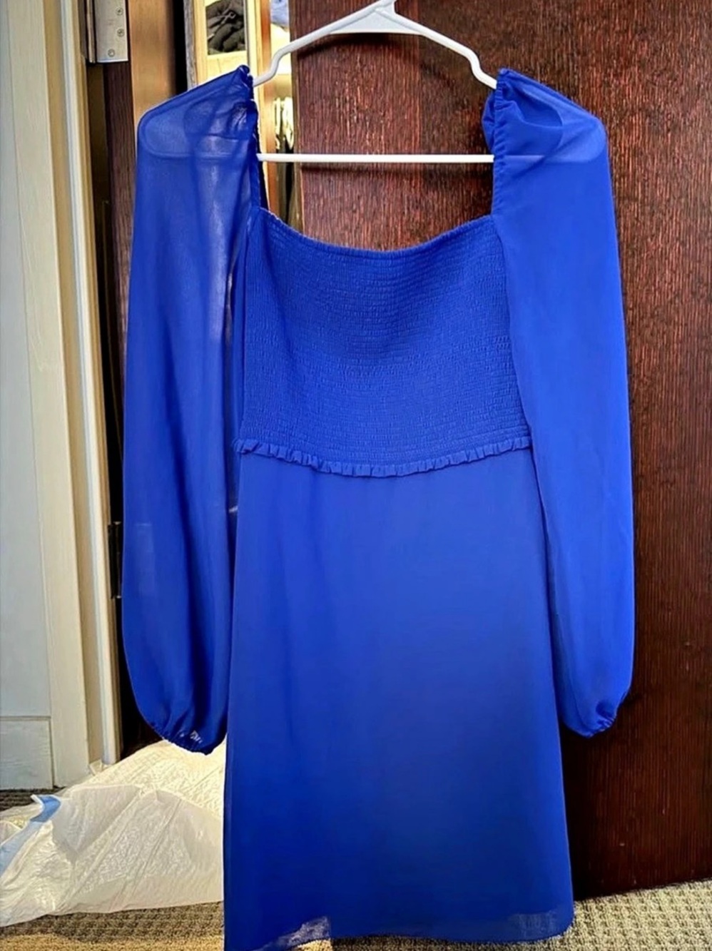 Aritzia Wilfred Blue Long Sleeve Mini Dress Like New